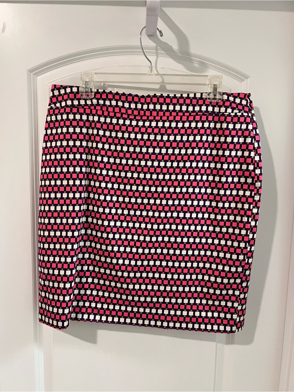Ann Taylor Pink and Black Geometric Pencil Skirt